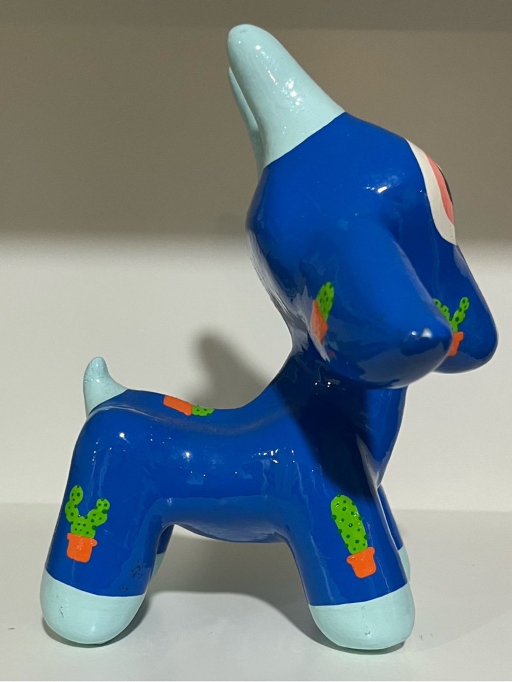 Goatchi // Blue Ceramic Goat with Cactus Design - Picture 4 of 7